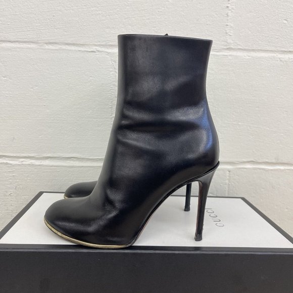 Givenchy Womens Black Leather Round Toe High Heel Ankle Zip Booties Shoes Sz 7.5 - Picture 4 of 11